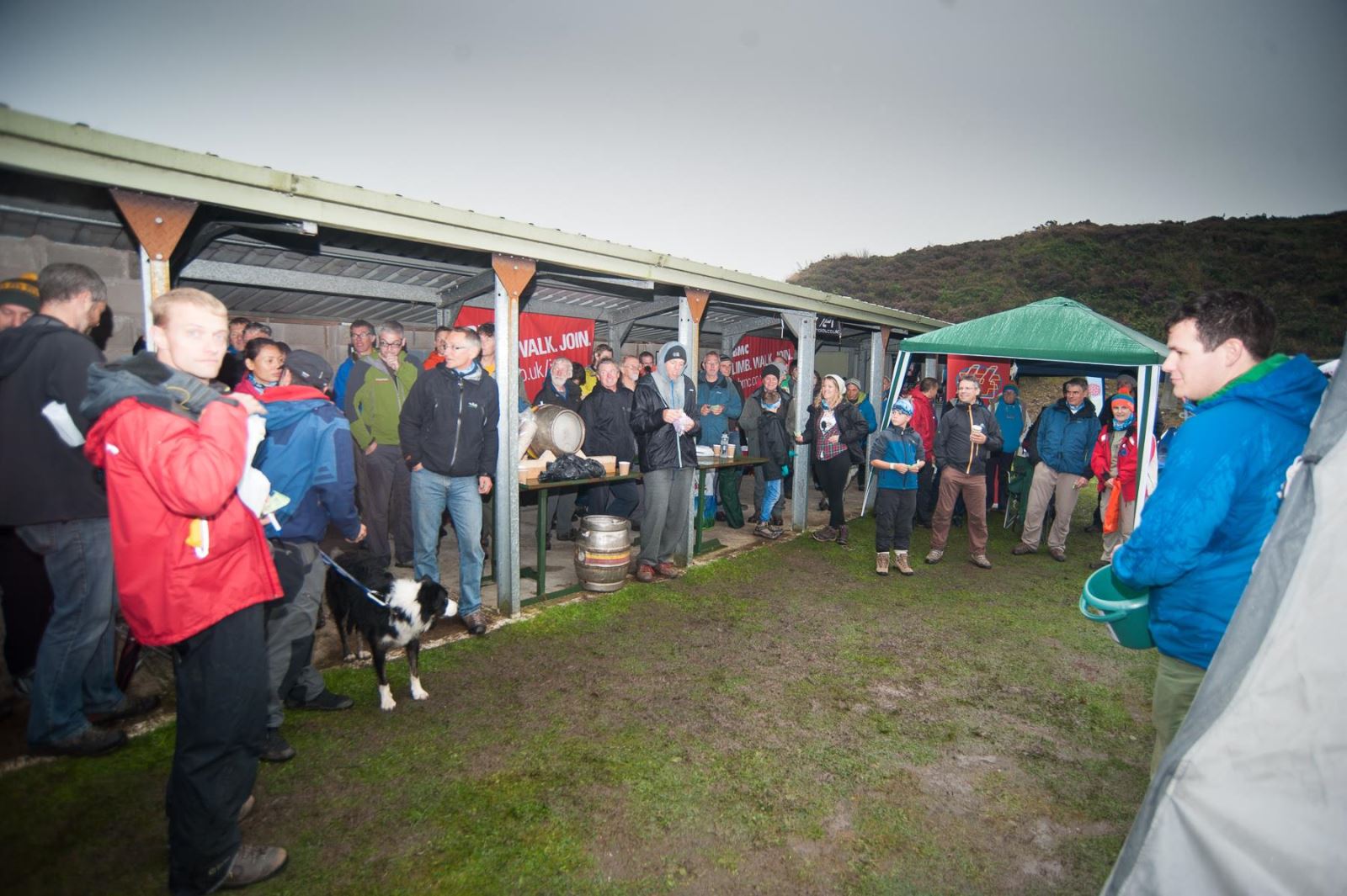 Crowds huddling into shelters, hanging out under tents, sipping warmth from free tea and enjoying the Wiltonfest raffle